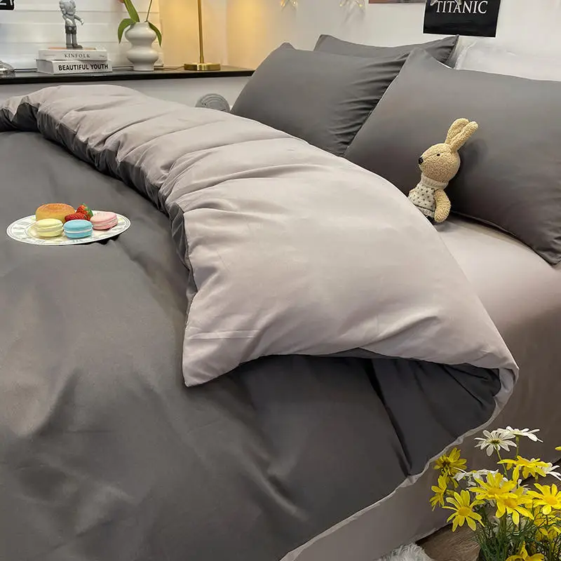 Duvet Cover 1 pc Quilt Cover 220x240 Dark Gray Color Duvet Cover Double Size Queen/King Bed duvet cover