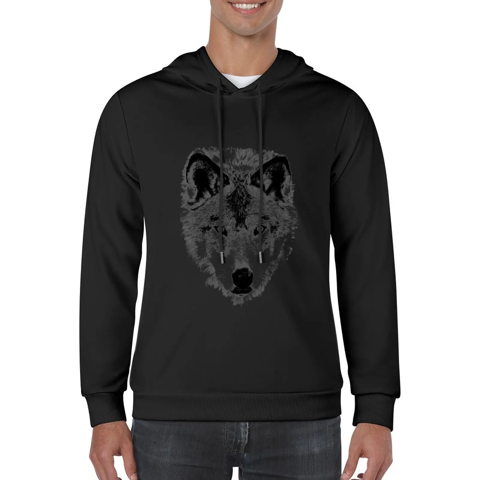 

New Wolf Face. Digital Wildlife Image. Pullover Hoodie streetwear men autumn new products graphic t shirts men hoodie men