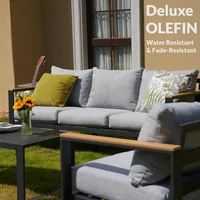 Aluminum Patio Furniture Set, 5 Piece Modern Outdoor Furniture with 6 inch Cushion, Metal Patio Sectional Conversation Sets 2
