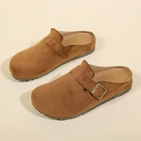 Chaussons rétro pour femmes, sandales à talon unique pour femmes, mocassins boutonnés de style coréen, mules, chaussons d'extérieur à la mode 1