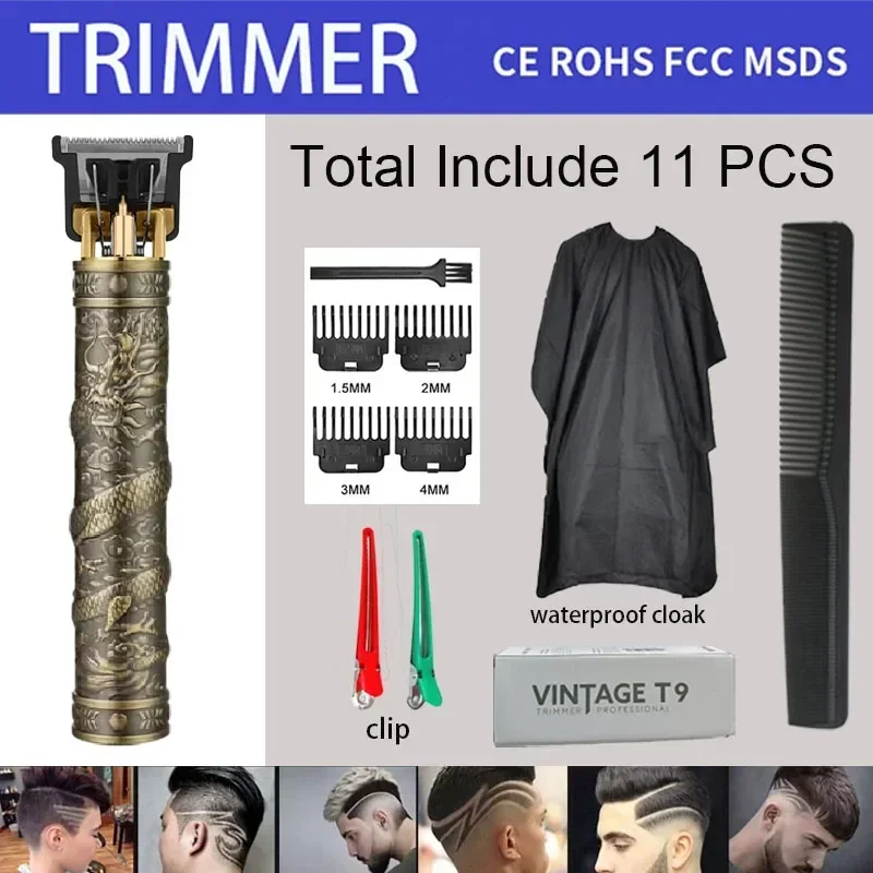 

2024 New Vintage T9 Hair Cutting Machine Men's Electric Shaver Rechargeable Hair Trimmer Beard Clipper Barber Hair Cut