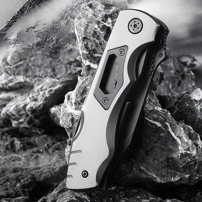 6.3" Serrated Blade Folding Knife Stainless Steel Fixed Blade And Aluminum Handle EDC 10 In1 Multi-Tool Portable Pocket Knife 5