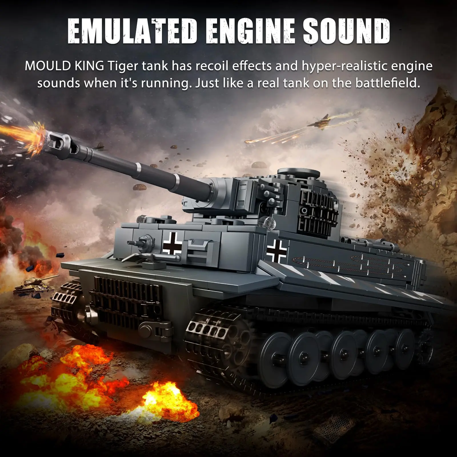 Mould King 20014 Military Toys The APP&RC Motorized Tiger Tank Model Assembly Technical Car Building Block Kids Christmas Gifts - 3