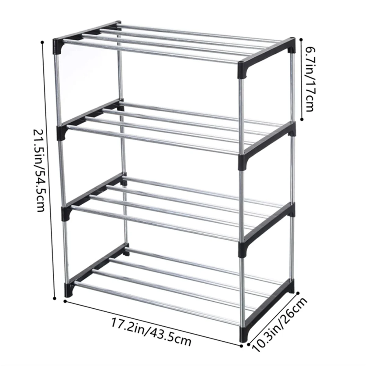 Stackable Small Shoe Rack, Entryway, Hallway and Closet Space Saving Storage and Organization (4-Tier, Black) 2
