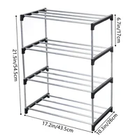Stackable Small Shoe Rack, Entryway, Hallway and Closet Space Saving Storage and Organization (4-Tier, Black) 2