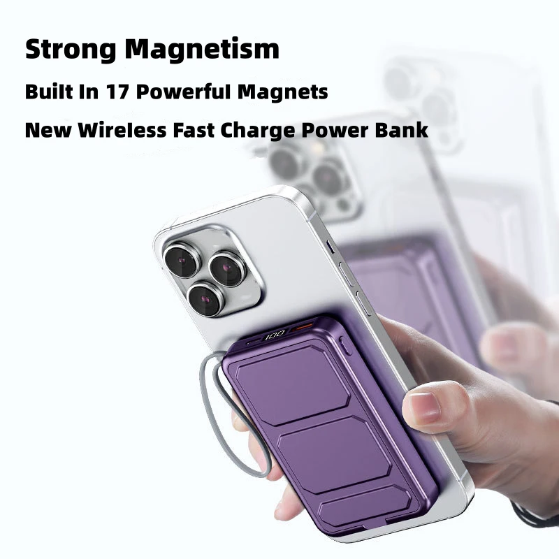 2024 신형 10000mAh 마그네틱 무선 보조 배터리 22.5W 급속 충전기, iPhone 15 14 13 12 Pro Max 외장 보조 배터리 팩