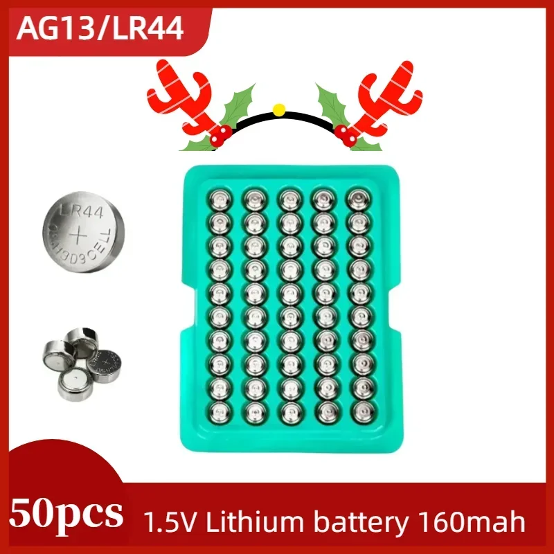 

Zinc Manganese Button Battery for Watch Toys, AG13, LR44, 1.55V, LR1154, 357, SP76, A76, SR44, RW82, SR1154, New, 50Pcs