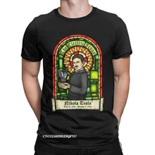 Camisetas de algodón puro para hombre, camisa de Nikola Tesla, el Jesús eléctrico, Harajuku, temática de Inventor, ropa de Física