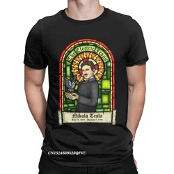 Men T-Shirts Nikola Tesla The Electric Jesus Pure Cotton Tee Shirt Harajuku Subject Inventor Physics Tshirt Clothing