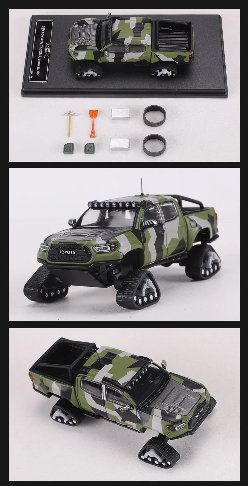 GCD 1:64 Tacoma Snow Car Alloy Model Car Includes Accessories 