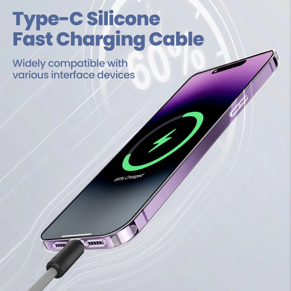 240W USB C to USB C 케이블 고속 충전 액체 실리콘 타입 C to 타입 C 데이터 케이블 1.5M 아이폰 화웨이 태블릿 노트북용