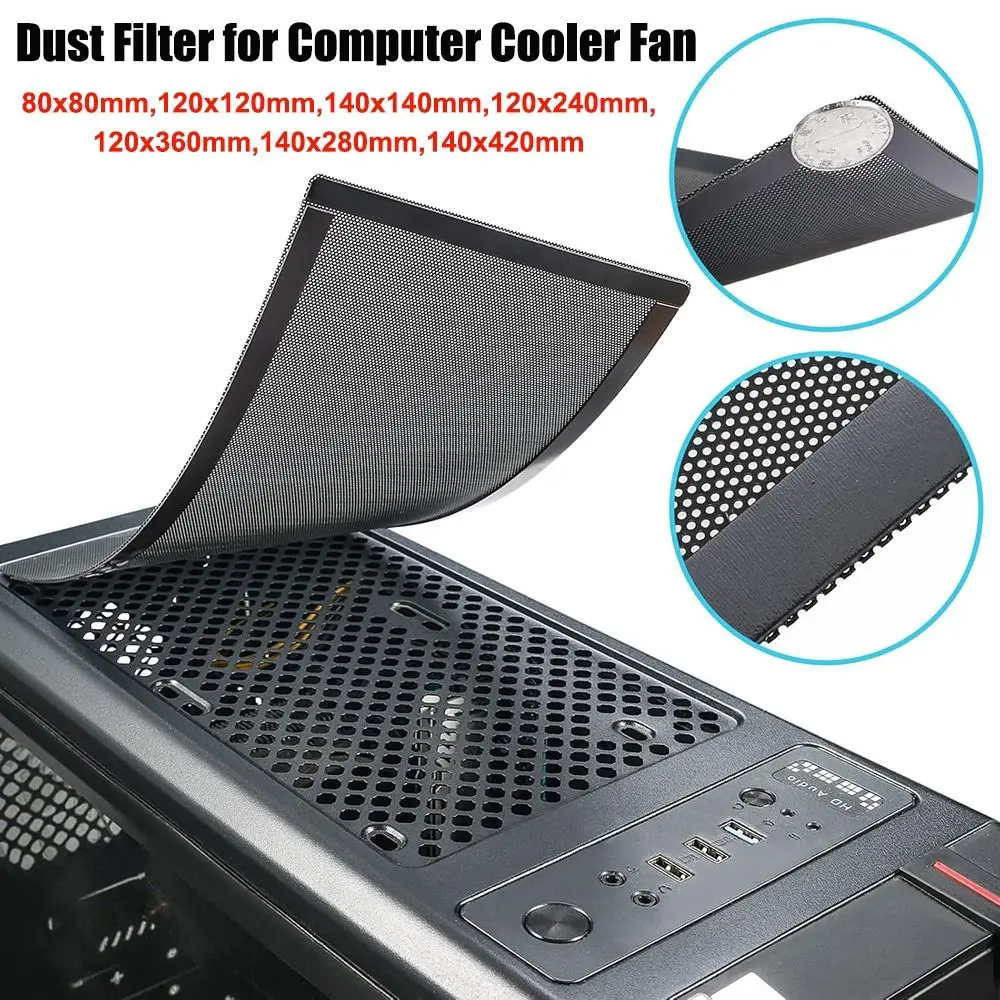 새로운 PVC 먼지 필터 커버 마그네틱 프레임 120mm/140mm PC 팬 먼지망 검정색 컴퓨터 팬 그릴 컴퓨터 쿨러 팬