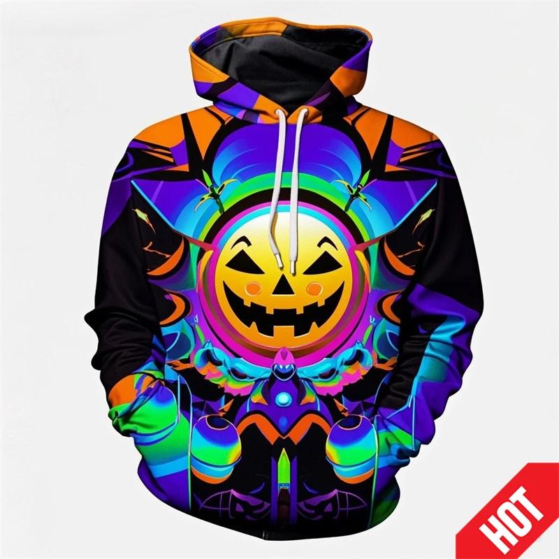 thumbnail image 1 of Sudadera con capucha con diseño de calabaza de moda de Halloween con estampado 3D para hombres y mujeres, sudadera divertida de terror, sudaderas con capucha de hip hop, sudadera con capucha genial pa, 1 of 5