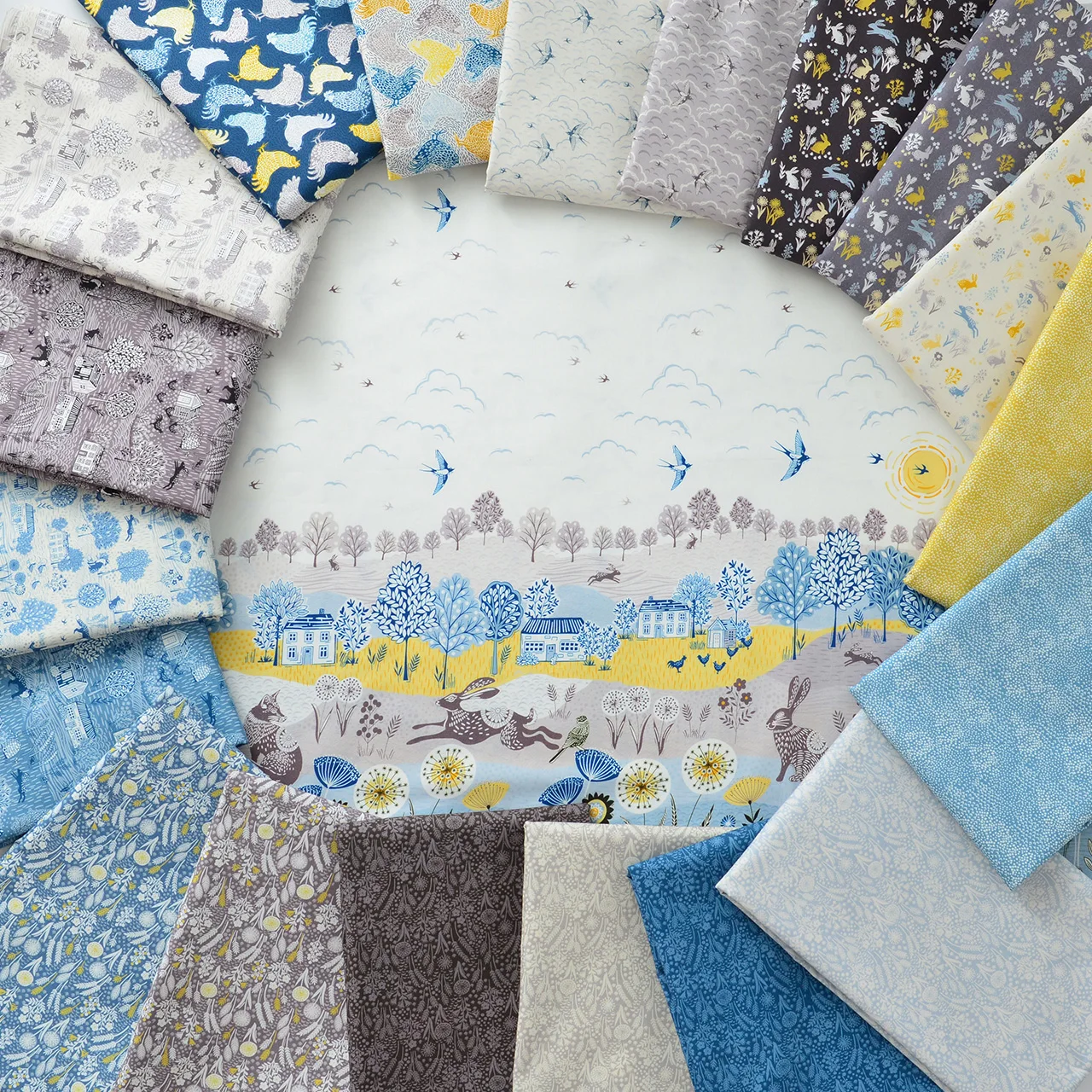 Pure cotton fabric handmade DIY plain cloth set beige blue cloth group  cotton fabric pastoral life cotton cloth sewing