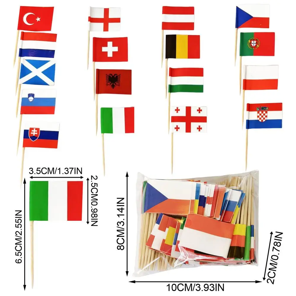Description Picture 6 of itemToothpick Flags Colorful National Flags Of 24 Countries 100pcs Miniature Flags Cocktails & Fruit Sticks Decoration For Family