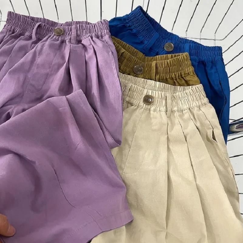 Fashion Baby Girl Boy Cotton Linen Pant Wide Leg Toddler Teens Child Trousers High Waist Kid Loose Pant Thin Baby Clothes 3-14Y