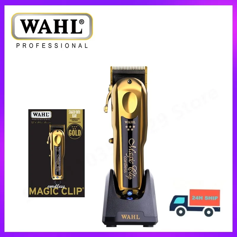 Original WahI 5 Star 8148 gold Magic Clip Gold Limited Edition Professional Cord/Cordless Hair Clipper with Charging base