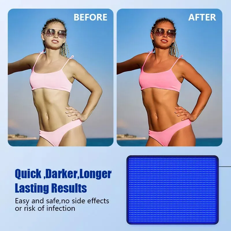 30W Solarium Tanning Lamp Mat 360PCS Blue Light Pad 460+490nm Wavelength 100*60cm UV Free Natural Bronze Tanning Mat full Body
