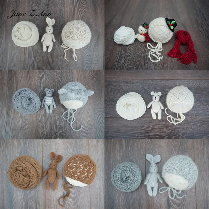 

Newborn Handmade knitted doll snowman hat wraps photography props studio shooting accessories