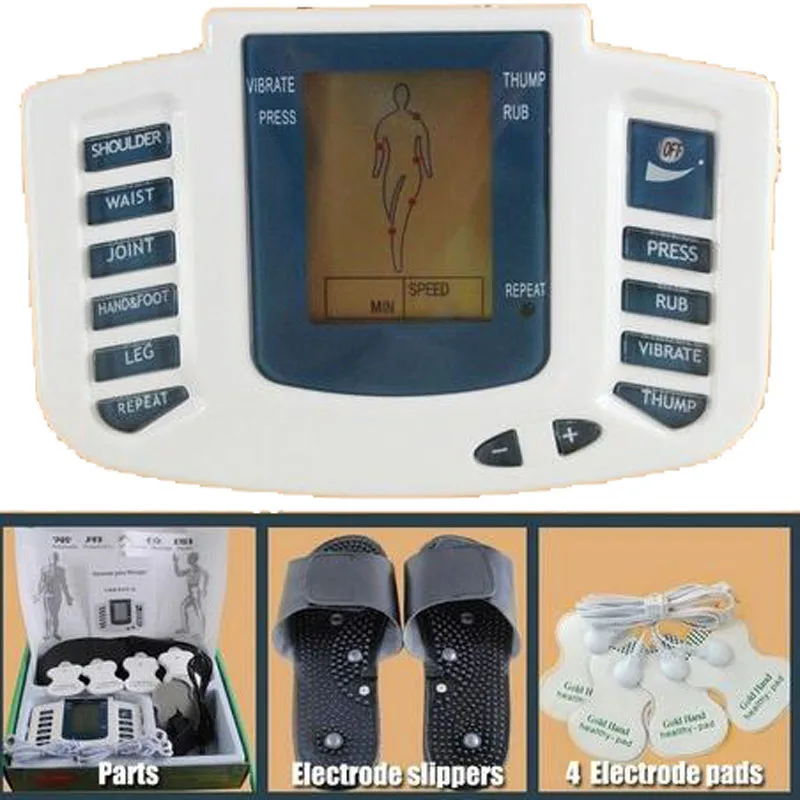 Jr309 Ems Tens Massager Unit + 16 Pads + Shoes Electric Pulse Agopuntura Full Body Relax Stimolatore Di Massaggio Per Terapia Muscolare