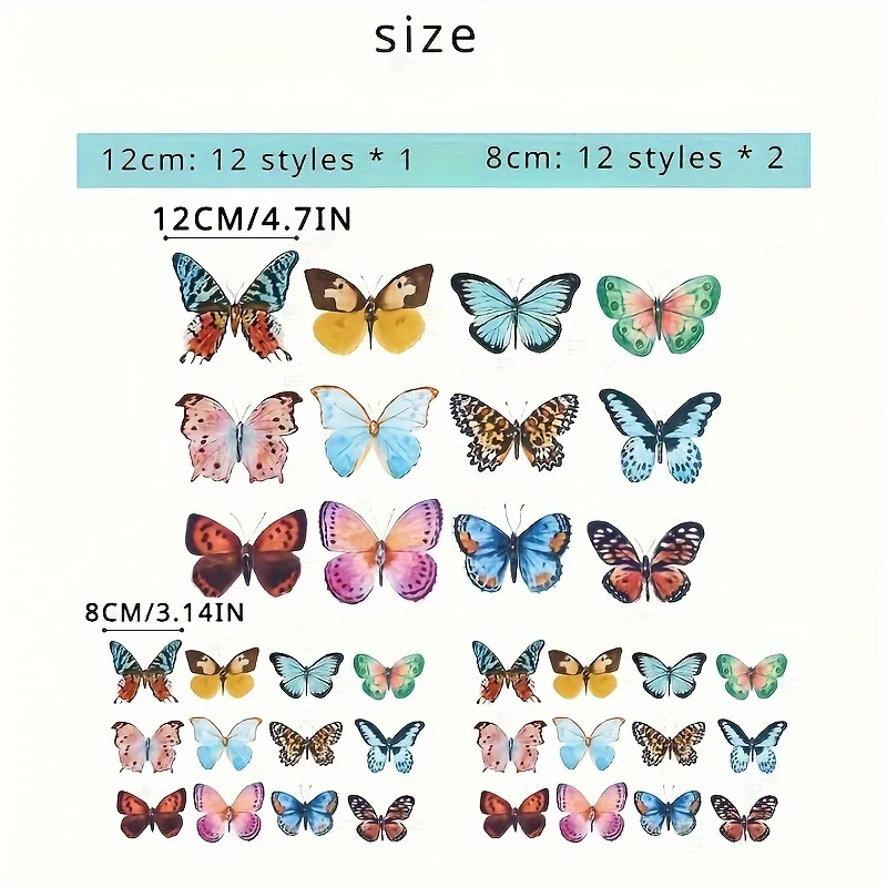 36pcs Watercolor Butterfly Decor Set 4
