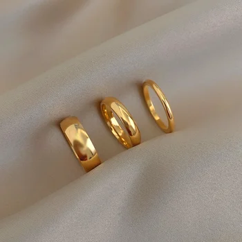 Anelli a nocca color argento placcato oro 18 carati in acciaio inossidabile da 2 mm 4 mm 6 mm senza appannamento per anelli in oro minimalista da donna per le donne