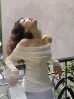 Slash Neck Sweater Women Tops Knitted Slim Basic All-match Sexy Elegant Off Shoulder Autumn Winter Long Sleeve Pullovers Female - Image 2