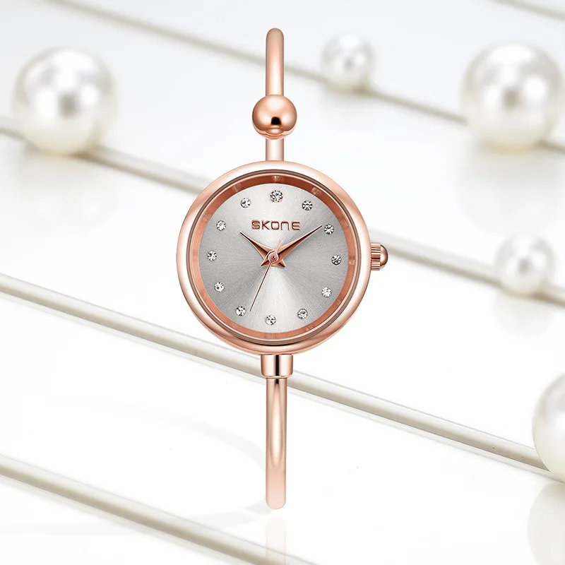 Skone New Style Bracelet Watch Women's Fashion Simple Versatile Wrist Watch Exquisite Thin Band Waterproof Quartz Watch