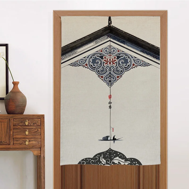 Chinese Style Flowers Door Curtain Bathroom Partition Curtains Noren Curtain Living Room Kitchen Entrance Doorway Curtains 4
