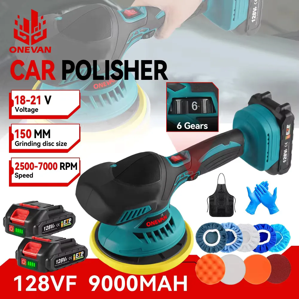 Cordless Car Polisher ONEVAN 6 Gear Electric 7000RPM Auto Waxing Polishing Machine Makita 18v Battery Pin