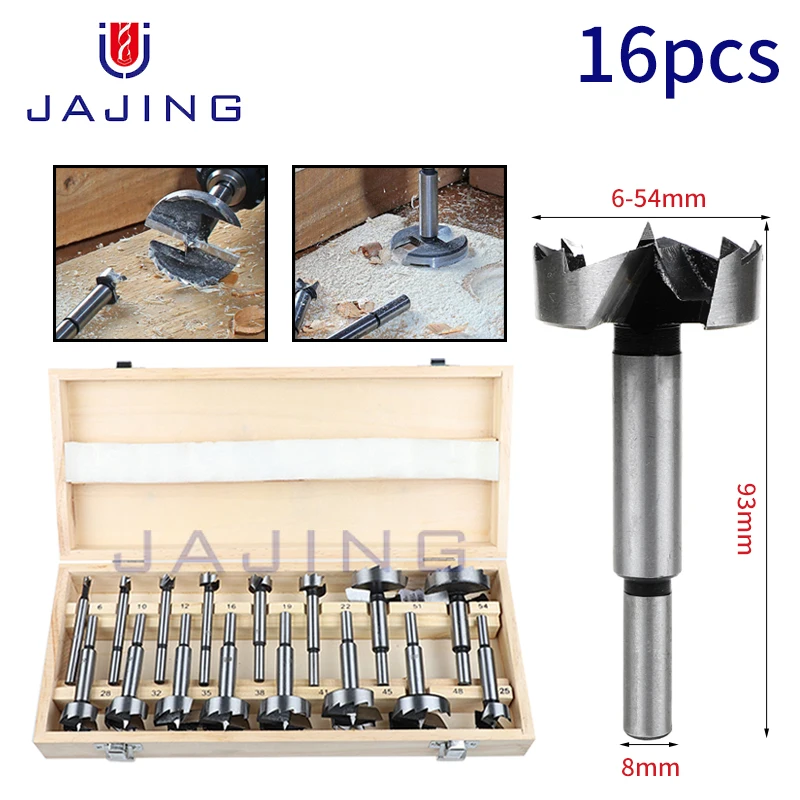 16pcs Saw Blade Forstner Drill Bit Set Hole Saw Cutter Drilling Tool Kit For Woodworking Furniture Door Hinge Boring Board Saw free shipping three blade woodworking drill bit hole cutter milling cutter woodworking alloy drill ​perforated hinge opener