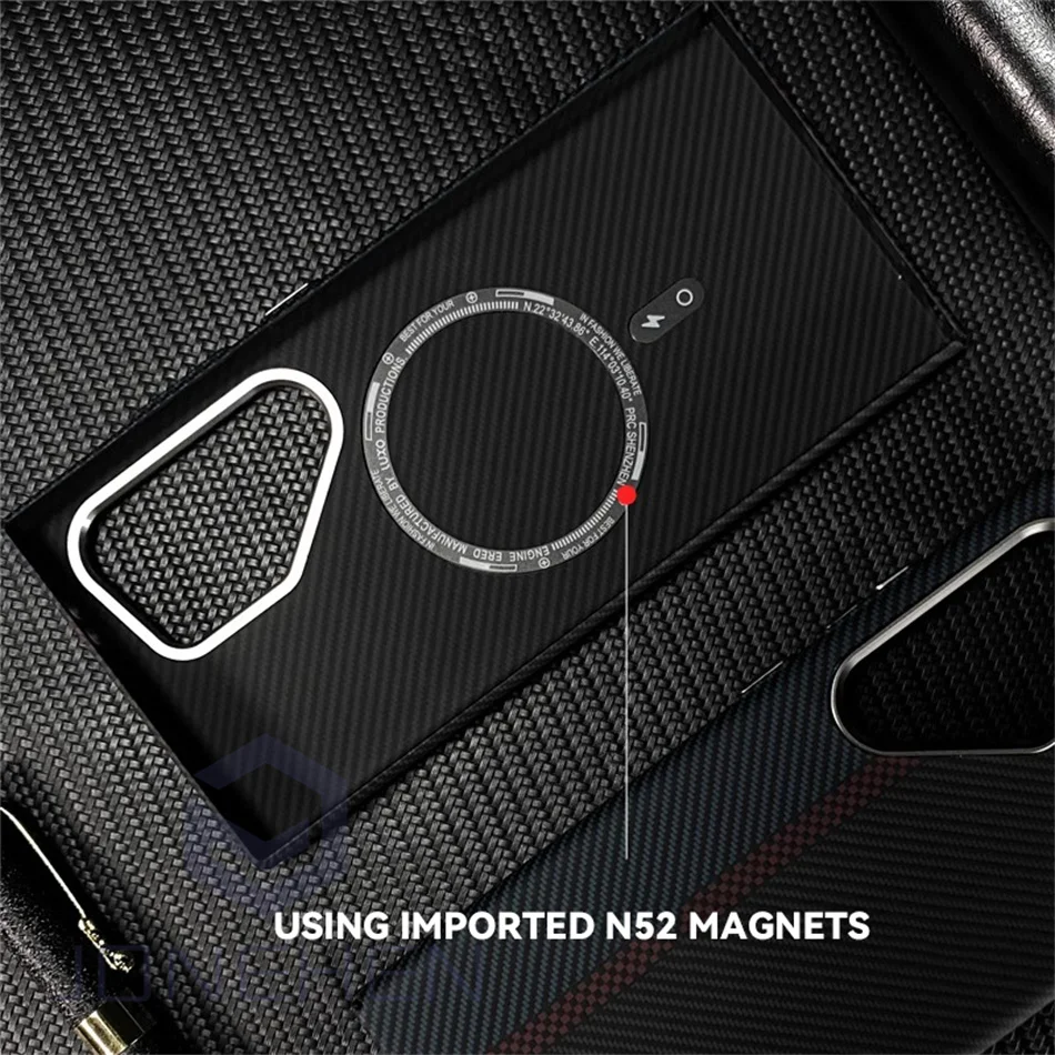 Luxury Cloud Carbon Fiber Magnetic Slim Case with Metal Lens Protection