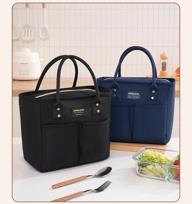Wasserdichte, isolierte Lunchbox-Tasche, Einkaufstasche mit mehreren Taschen, modische Aufbewahrungstasche für Lebensmittel mit Leoparden-/Schleifenmuster für die Arbeit, Schule – Detail 12