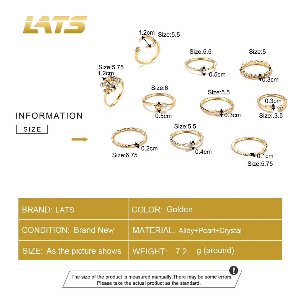 LATS Bohemian Gold Color Chain Rings Set for Women Fashion Boho Coin Snake Moon Star Rings Party 2022 Female Trend Jewelry Gifts