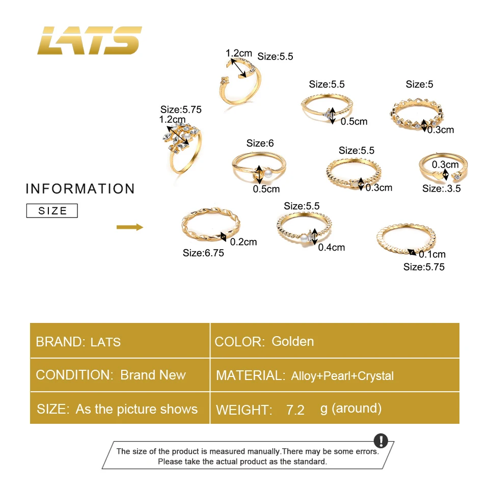 Ring Set Gold Color Rings Chain Ring Gold Color Ring Finger Ring for Women