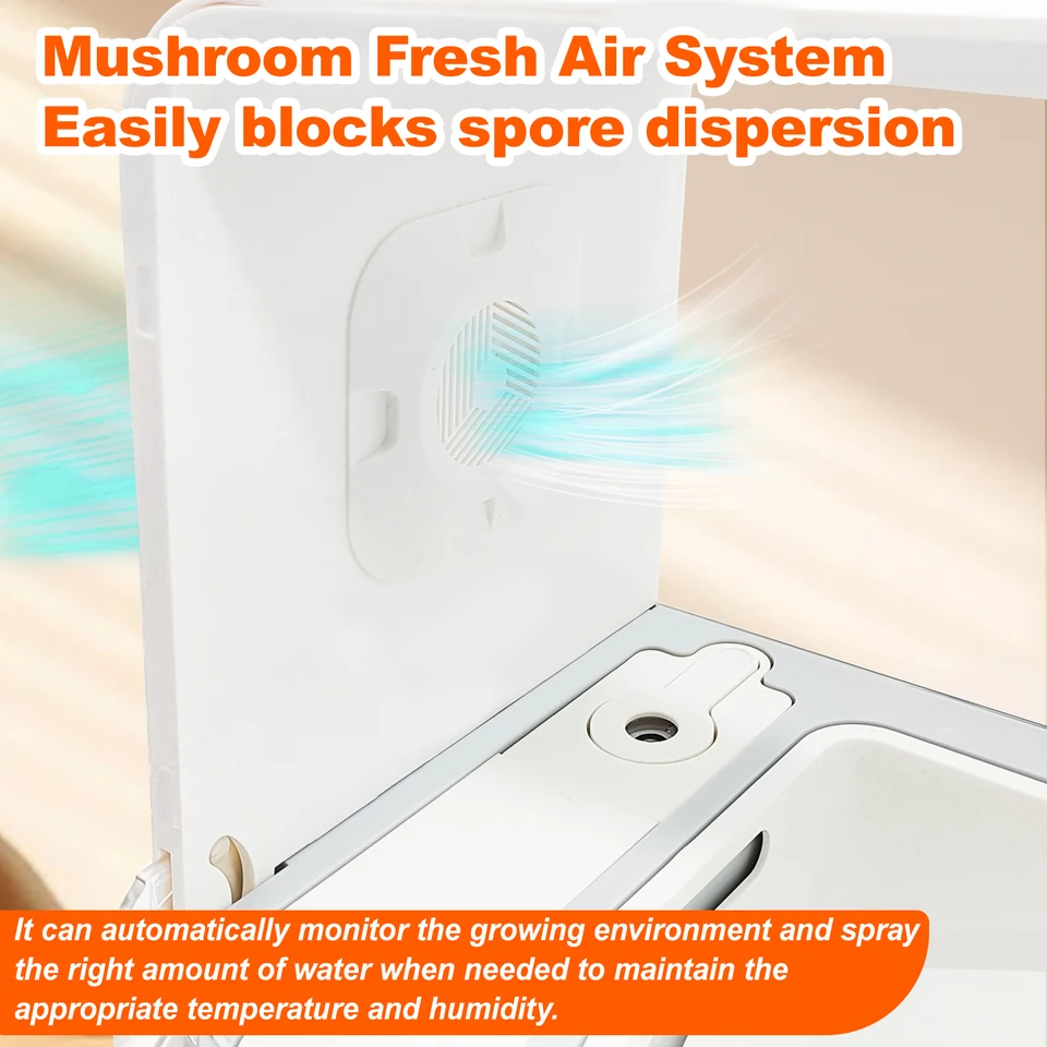 Mushroom Grow Set Air Box, Mushrooms Monotub Kit, Mushroom Grow Kit for Home, Foldable Mushroom Grow Bags for Fresh Air Exchange,Black