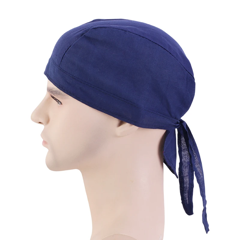 Unisex Baumwolle Durag Männer Frauen Atmungsaktive Bandana Hut do do doo du rag Headwrap Piraten Hut Chemo Kappe Einfarbig Haar Zubehör – Detail 7