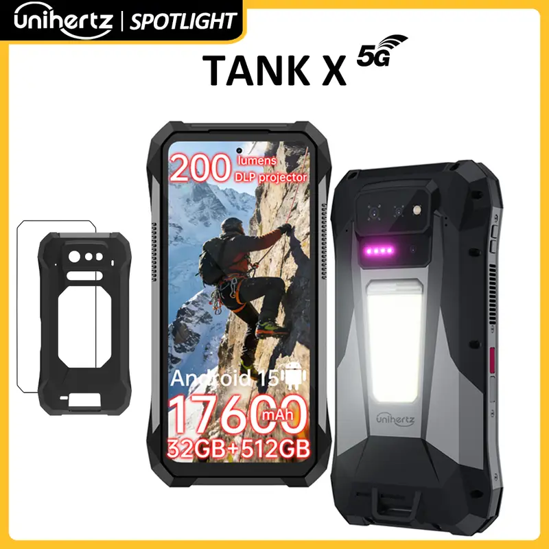 World premiere】Unihertz by 8849 TANK X Rugged Phone 5G Android 15 Built-in 1080P 220 lumen Projection 17600mah Battery 32+512GB - Image 7