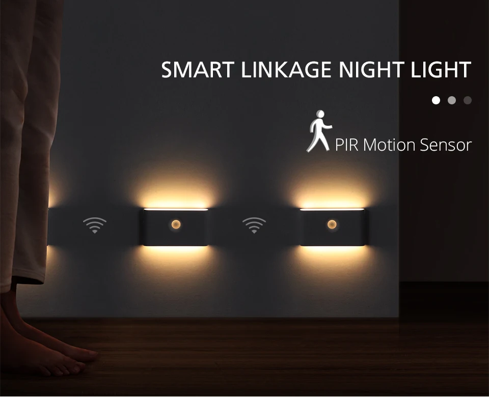 Description Picture 2 of itemMotion Sensor Wall Lamp USB C Rechargeable Wireless Linkage Induction Smart LED Under Cabinet Light Nightlamp For Stair Corridor