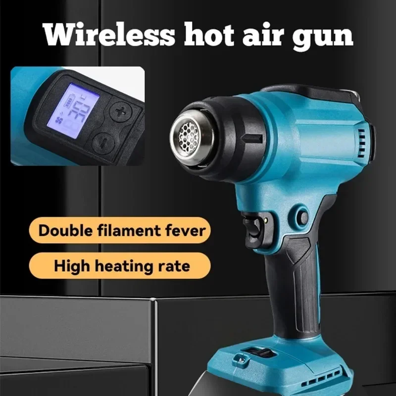 New Digital Display Hot Air Gun 18V Hot Air Blower Wireless High Power LED Display Shrink Wrap Tool Air Dryer Welding No Battery 3