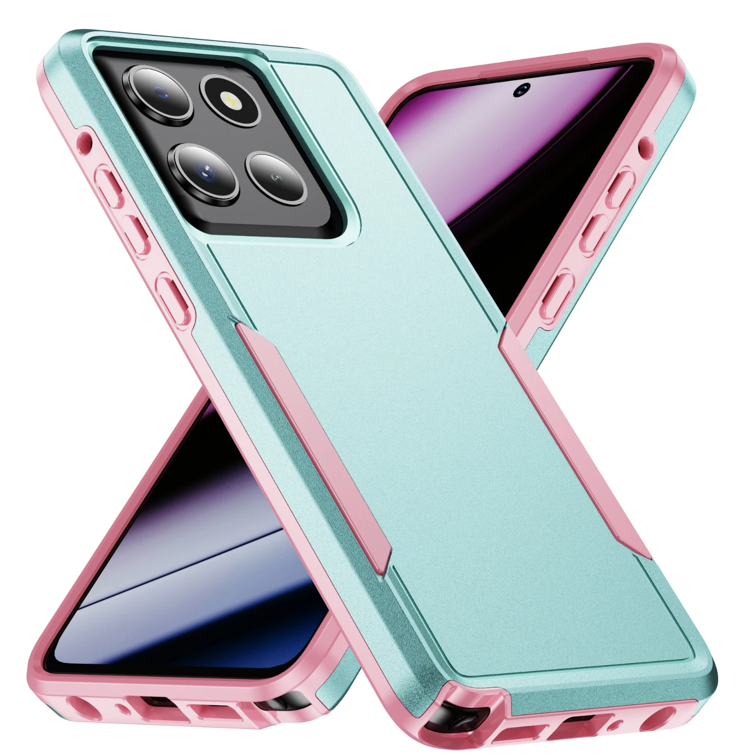 Rugged Armor Shockproof Phone Case with TPU Frame and Plastic Cover