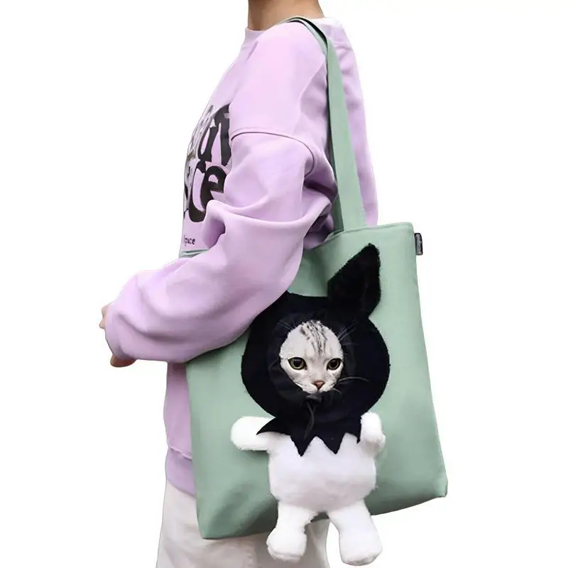 

Cat Shoulder Carrier Shoulder Tote Canvas Bag For Cats Portable Animal-Shaped Chest Bag For Walking Outgoing Traveling Hiking