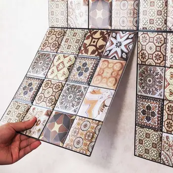 5/10/20Pc Self Adhesive Waterproof 3D Wall Panels Peel and Stick Subway Tile Brick Wallpaper Retro Sticker for Bathroom Kitchen