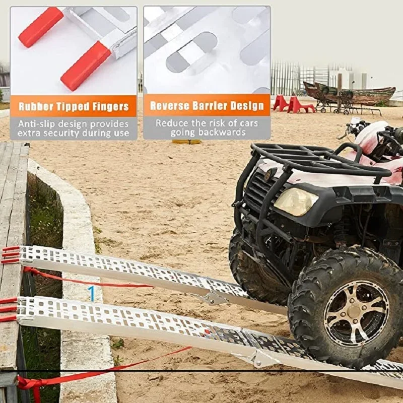 Aluminum Ladder ATV 1pc for Pickup Trucks 7.5 FT Aluminum Portable Ramps 750 Lbs Capacity Scrambling Motorcycle Ladder