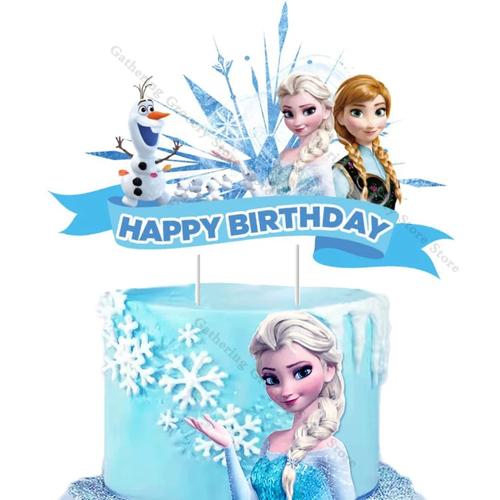 Frozen Anna Elsa Olf Anime Cake Topper Party Supplies Girl Birthday Cake Insert Toy Gifts Party Decoration Festivel Baby Shower cake decoration happy birthday flowers acrylic cake topper gold blue kids birthday cake topper baby shower party baking supplies