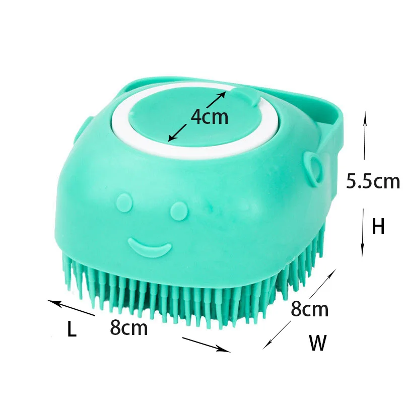 Pet Grooming Shower Brush Shampoo Dispenser Massage Soft Silicone 2in1 self Cleaning Dog Bath Brush