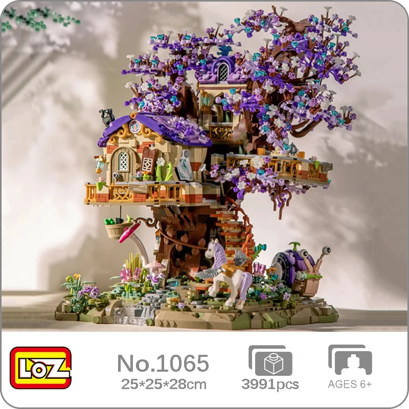 

LOZ World Architecture Elf Tree House Forest Cabin Garden Horse Snail Model Mini Blocks Bricks Building Toy For Children No Box