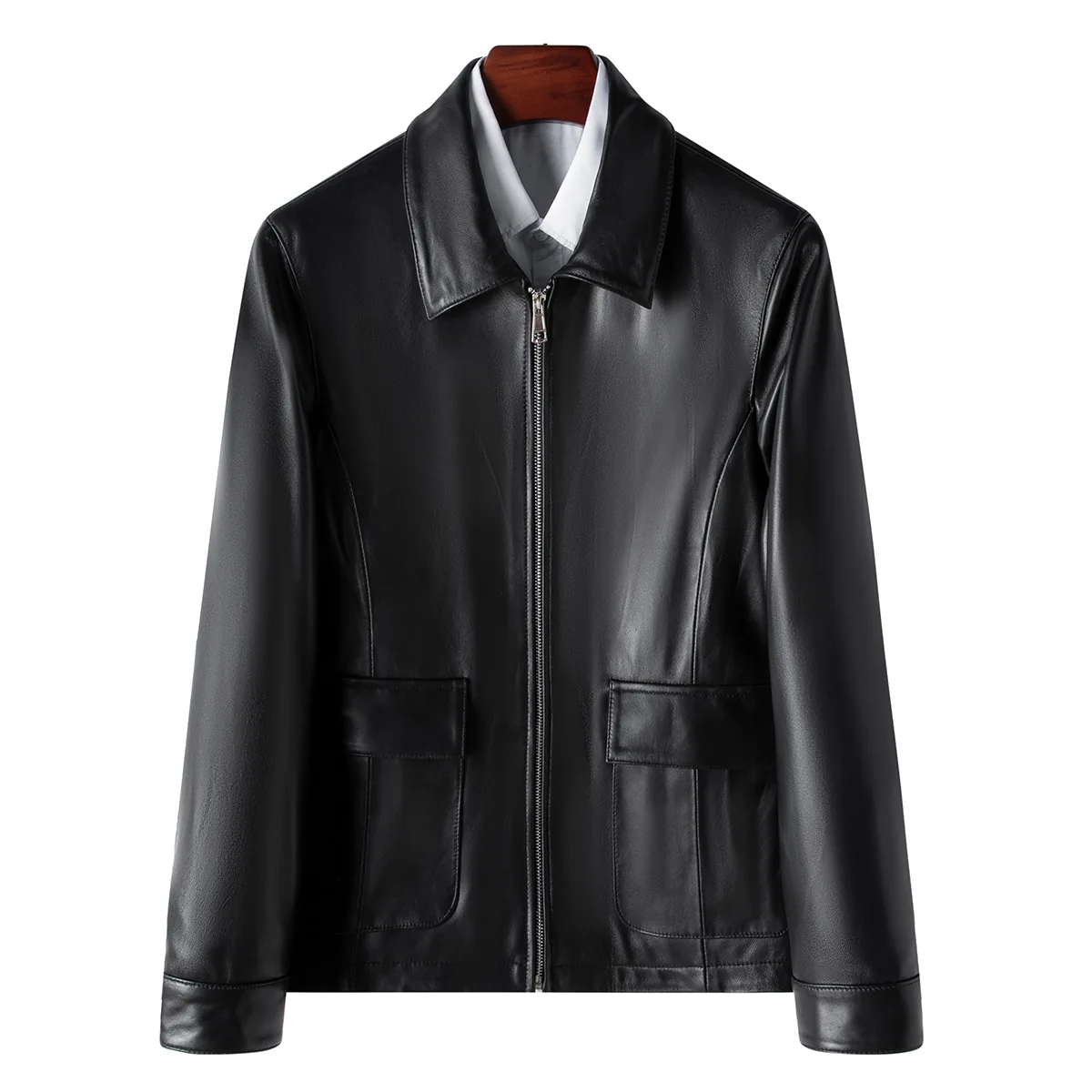 

100 sheepskin genuine leather jacket for autumn 2023 fashionable unisex mid length jacket