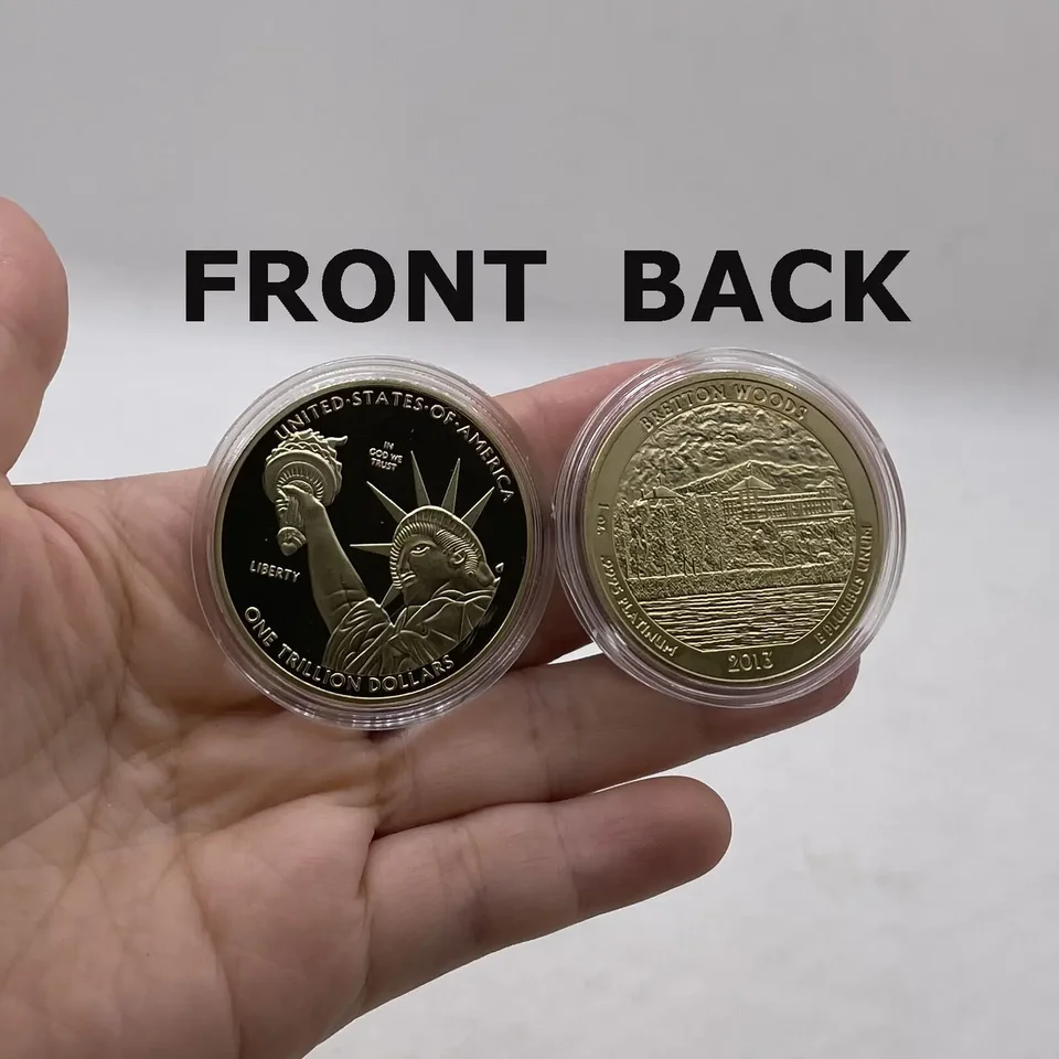 Gold Coins 1 Trillion Dollar Plated US coin Collection cryptocurrency Coin  with Gift box Metal Commemoration Gift - AliExpress