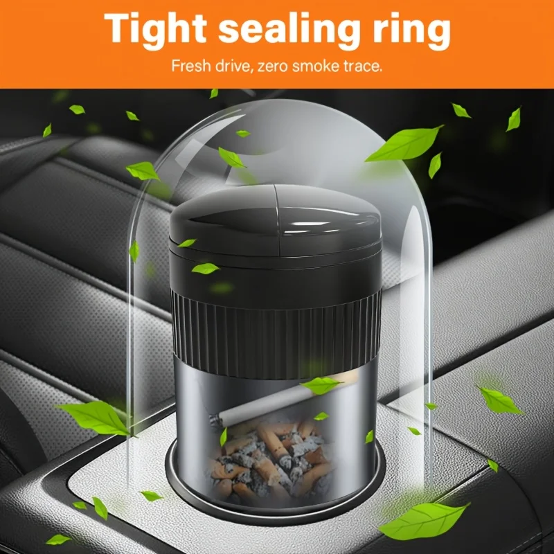 Smart Car Ashtray Auto-Open Infrared Sensor One-Touch Open/Close Lid Metal Inner Cup Holder Auto Accessories for Men Gifts